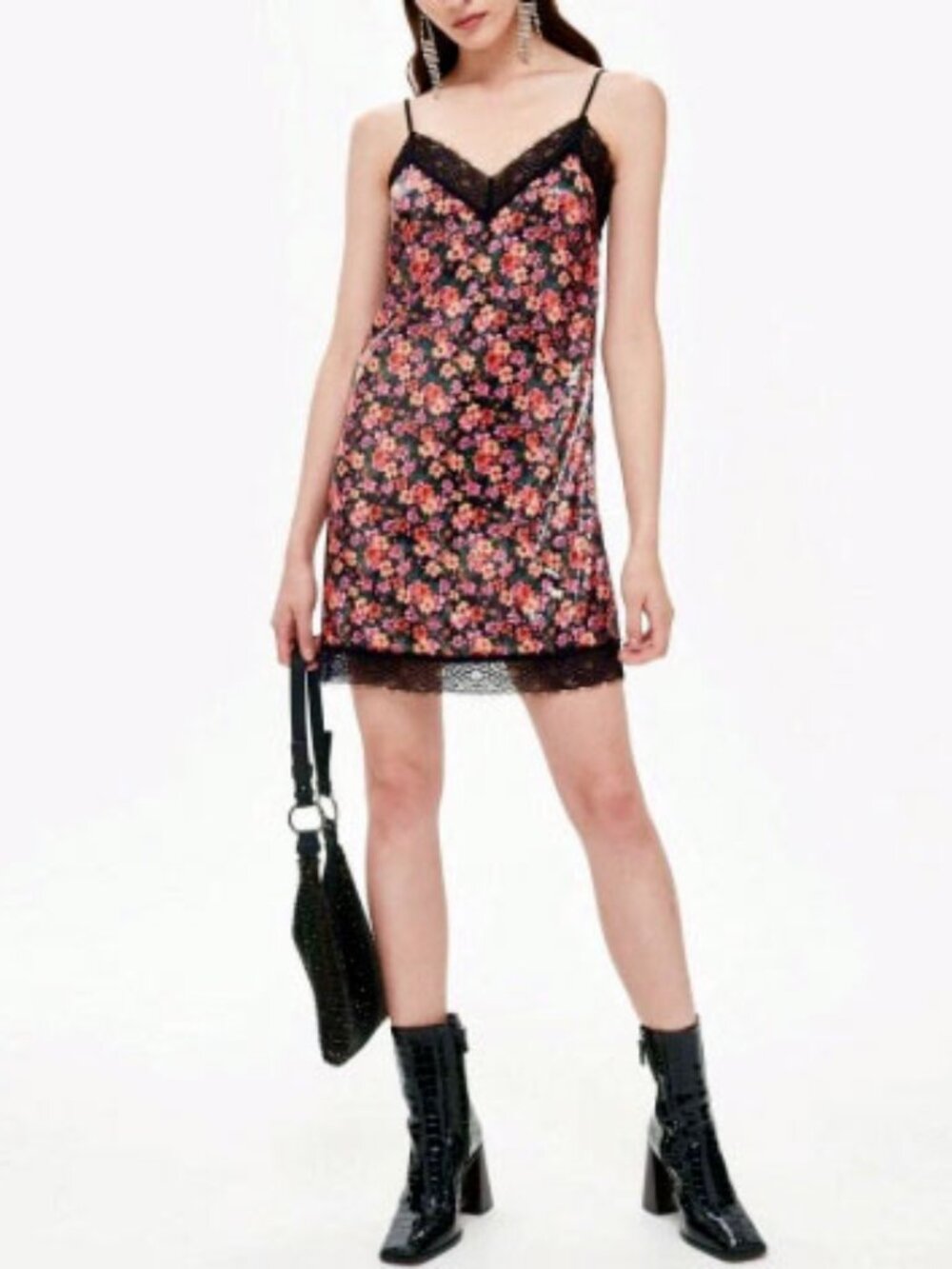 Topshop Floral Sequin Mini Slip Dress